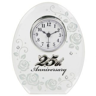 Silver Wedding Anniversary Mirror Glass Mantel Clock - 17850