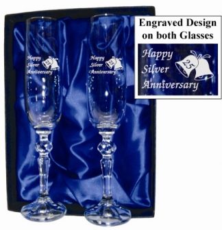 25th Wedding Anniversary Crystal Champagne Flute Set