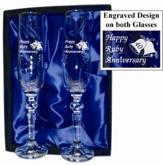 40th Anniversary Crystal Champagne Flutes - 40ACF