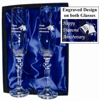 60th Anniversary Crystal Champagne Flutes - 60ACF