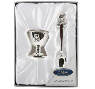 Silver Plated Baby Egg Cup and Spoon Set - 6305NT