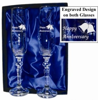 Happy Anniversary Crystal Champagne Flutes - HAACF