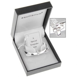 Silver Plated Equilibrium Cross ID Baby Bangle - 6780