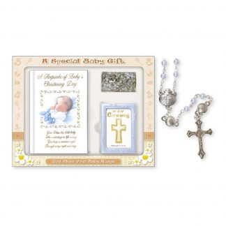 Christening Book, Frame and Rosary Beads Gift Set for Baby Boys - 40998