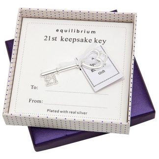 69814: Equilibrium Silver Plated 21st Birthday Keepsake Key in Gift Box