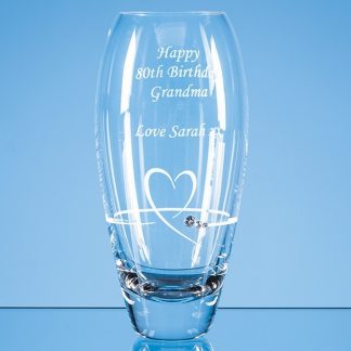 Diamante 18cm Vase with Love Heart Design- SL603
