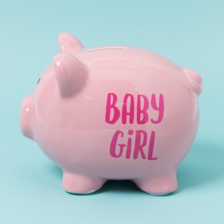 Ceramic Baby Girl Pink Piggy Money Bank - CG1543
