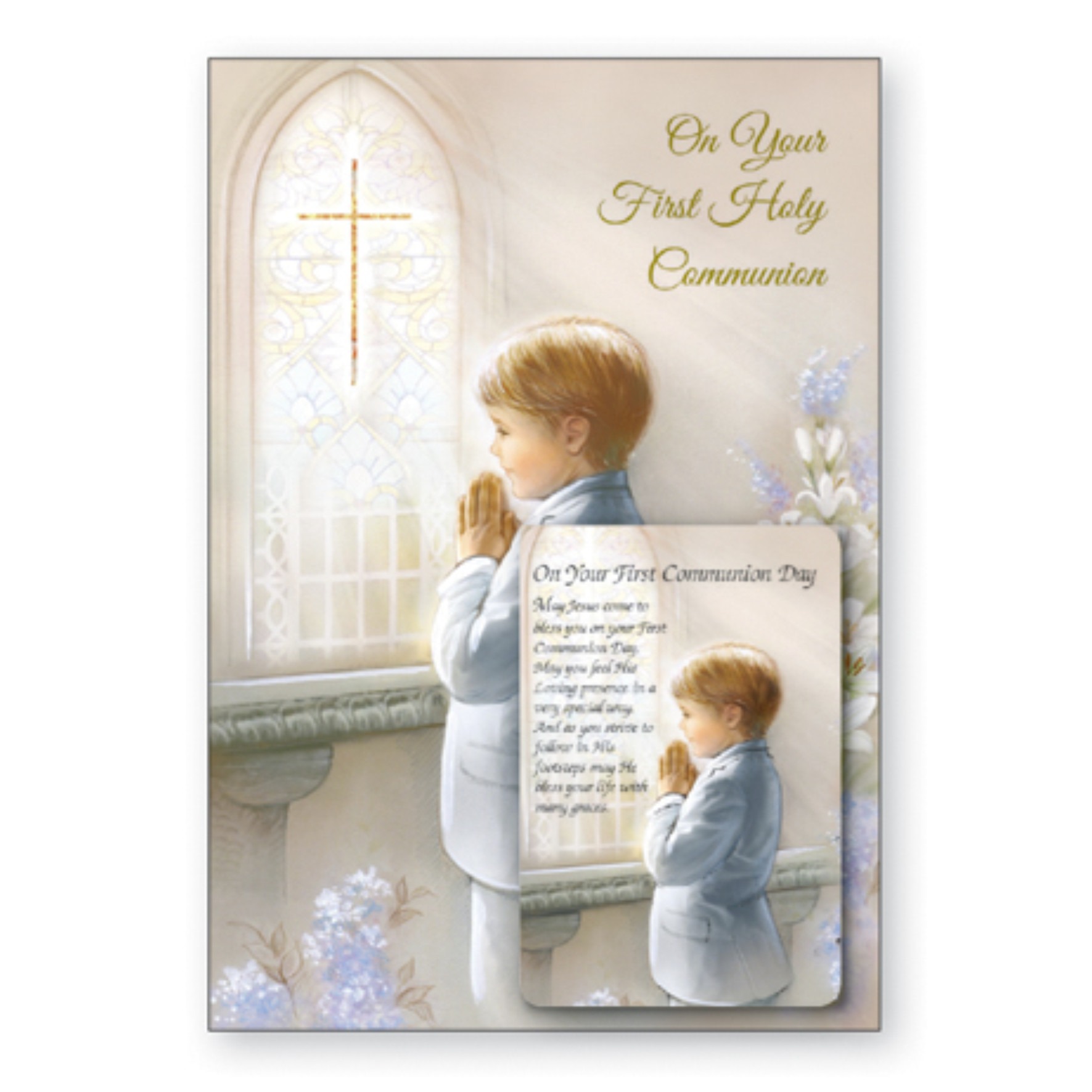 Boy First Holy Communion Card With Prayer Card Winning Awards