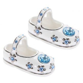 Ceramic Baby Blue Pair of Shoes Hanging Pram Charm - LP44137