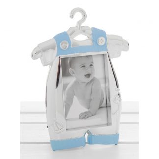 3" x 2.5" Silver Plated Baby Boy Jumpsuit Romper Photo Frame - 50522