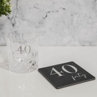 40th Birthday Whisky Glass & Coaster Gift Set - MS111