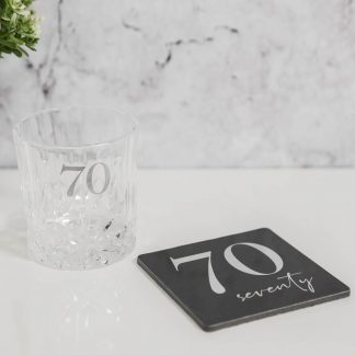 70th Birthday Whisky Glass & Coaster Gift Set - MS114