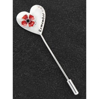 Equilibrium Long Pin Love Heart Poppy Brooch - 209672