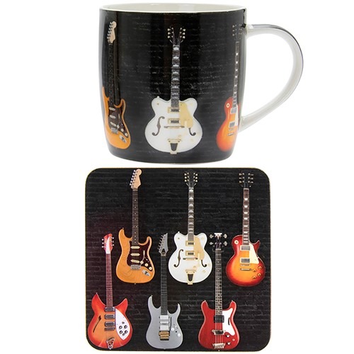 Guitar Rock N Roll China Mug Coaster Set LP46356 Winning Awards