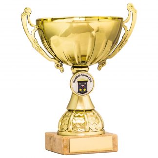 Gold Cup Trophy on Marble Base with Own Logo - 7 Sizes - 1901