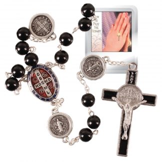 Black Wooden Rosary Beads with Crucifix - 62191