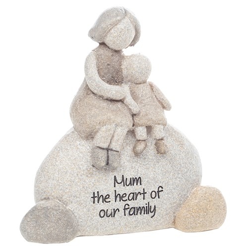 Angel Sentiment Stone "Mum The Heart of Our Family" Ornament Figurine 
