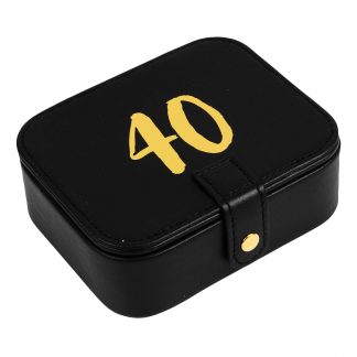 Black Leatherette & Gold Foil 40th Birthday Jewellery Box - 2805