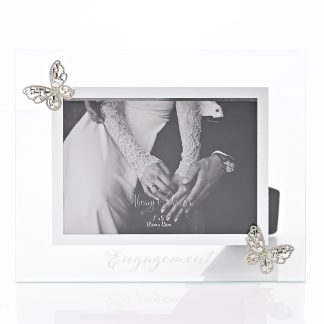 7" x 5" Glass 3D Butterfly Engagement Photo Frame - WG1155F57