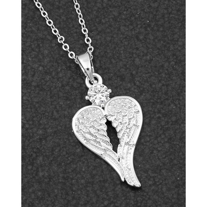 Equilibrium Guardian Angel Silver Plated Heart Wings Necklace – 324782 ...