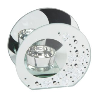 Hestia Round Mirror Glass Tea Light Holder - HE149