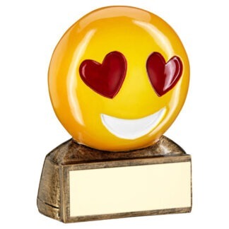 Bronze & Yellow Heart Eyes Emoji Trophy - RF952