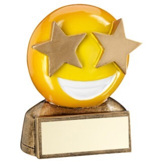 Bronze & Yellow Star Eyes Emoji Trophy - RF954
