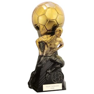 Black and Gold Female Football Trophy - 3 Sizes - PA24004