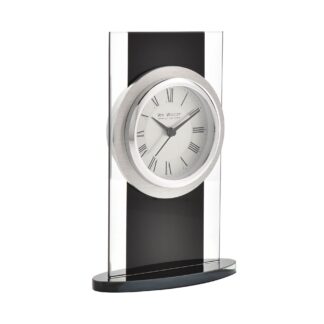 Black and Clear Glass Mantel Clock - W2703