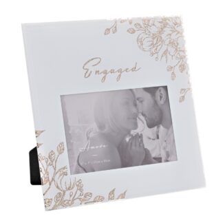 Pale Grey Glass Engagement Photo Frame - WG1062